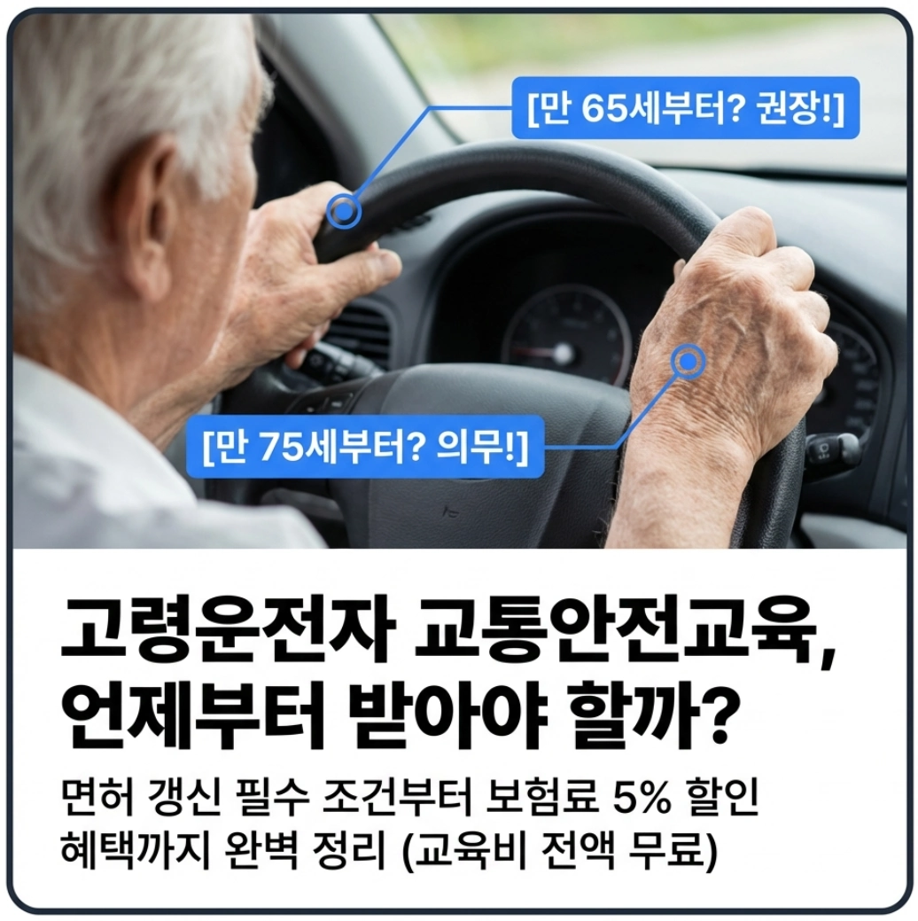 고령운전자 교통안전교육 신청방법 65세 75세 자격 보험 할인 총정리